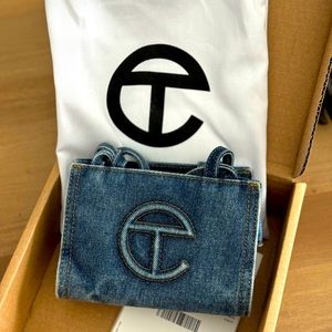 Telfar Small Denim Shopper- Blue